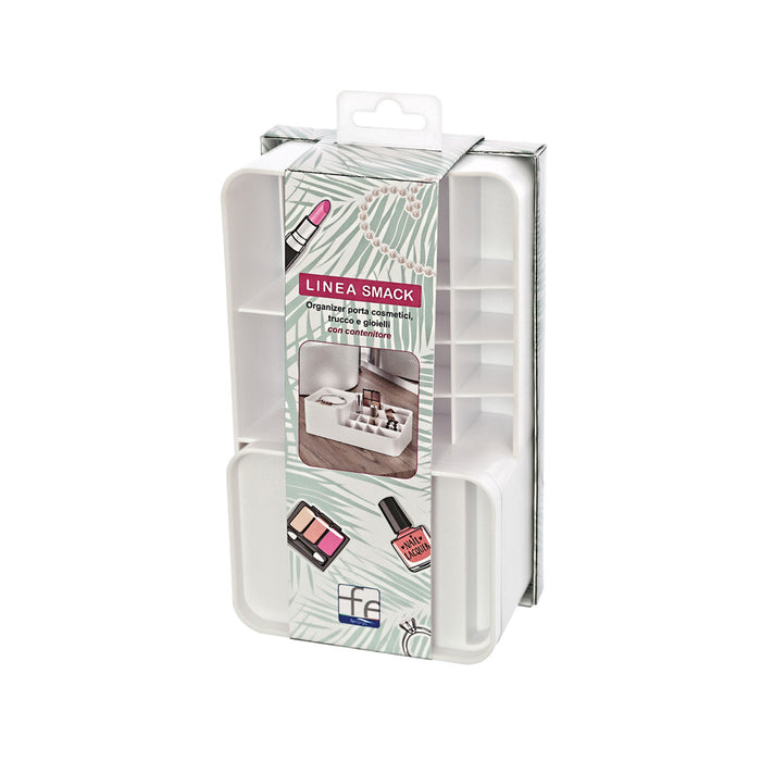 ORGANIZER PORTAOGGETTI COSMETICI PLASTICA BIANCO 12 SCOMPARTI 22,5x13x8cm SMACK FERIDRAS 701007