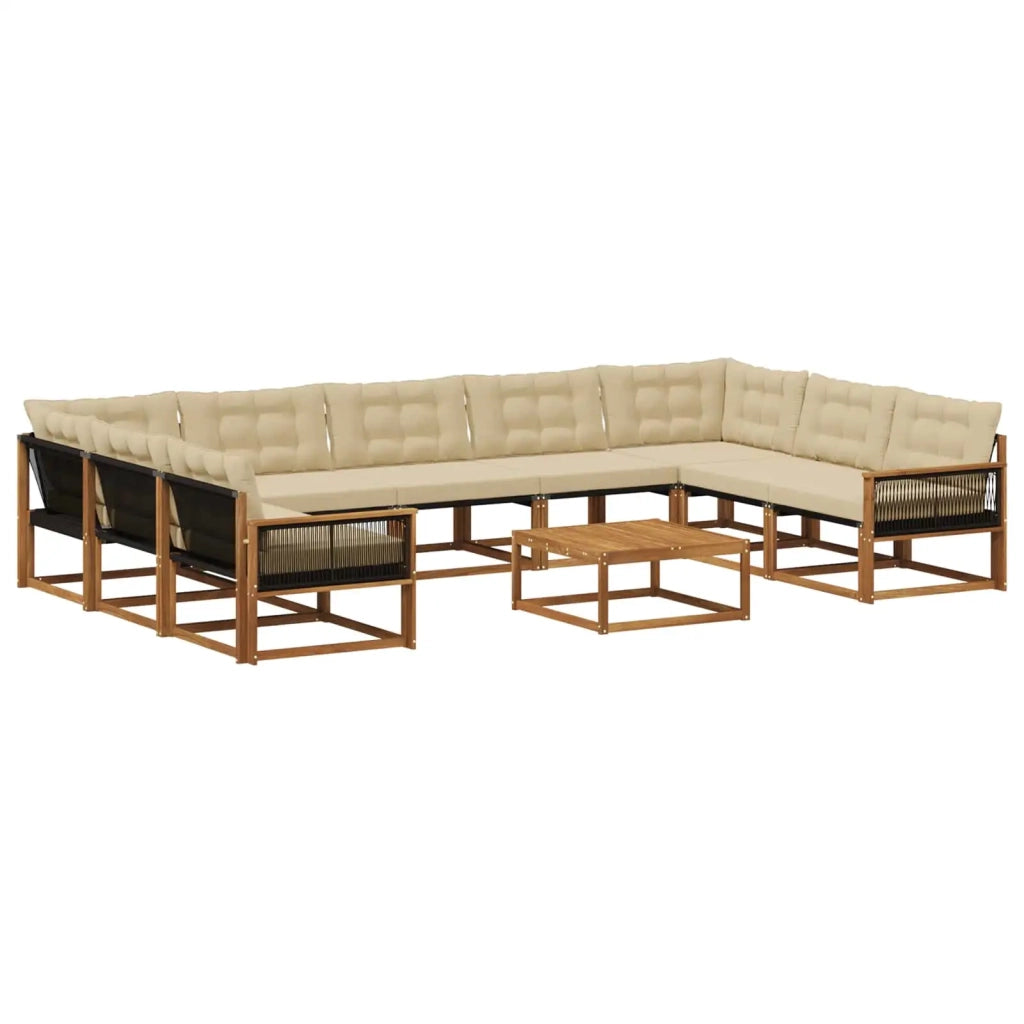Set di divani da esterno con cuscino 10 pcs Naturale e Beige