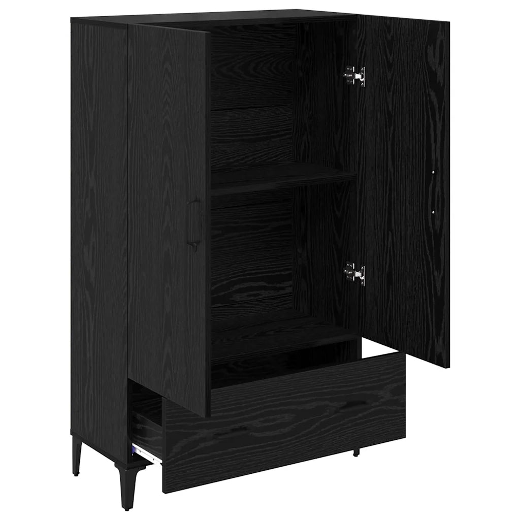 Credenza | Madia | Buffet da pranzo | Armadio da pranzo con cassetto Rovere Nero 70 x 31 x 115 cm