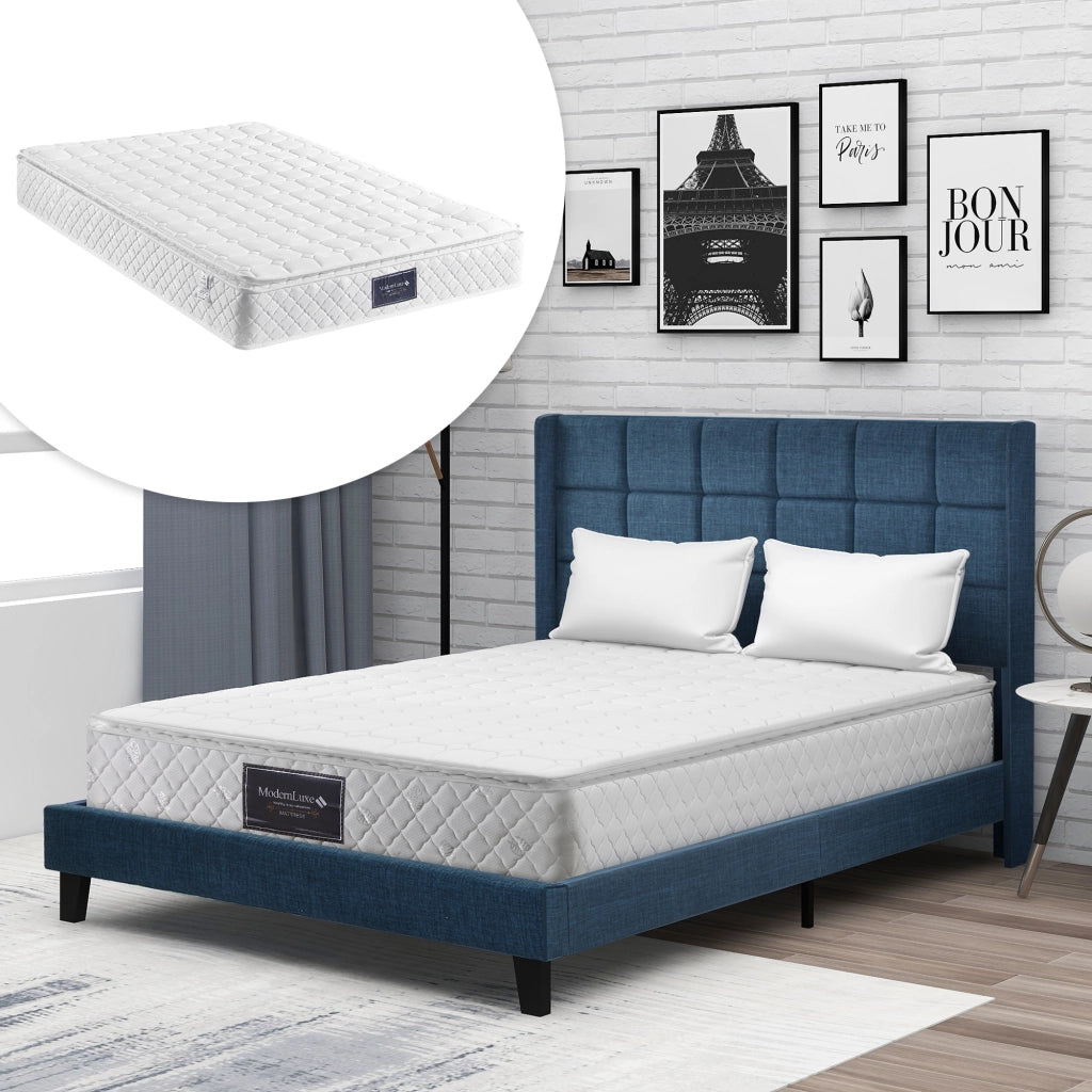 letto imbottito lino blu 140x200 cm