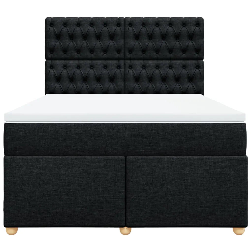 Giroletto a Molle con Materasso Nero 160x200 cm in Tessuto