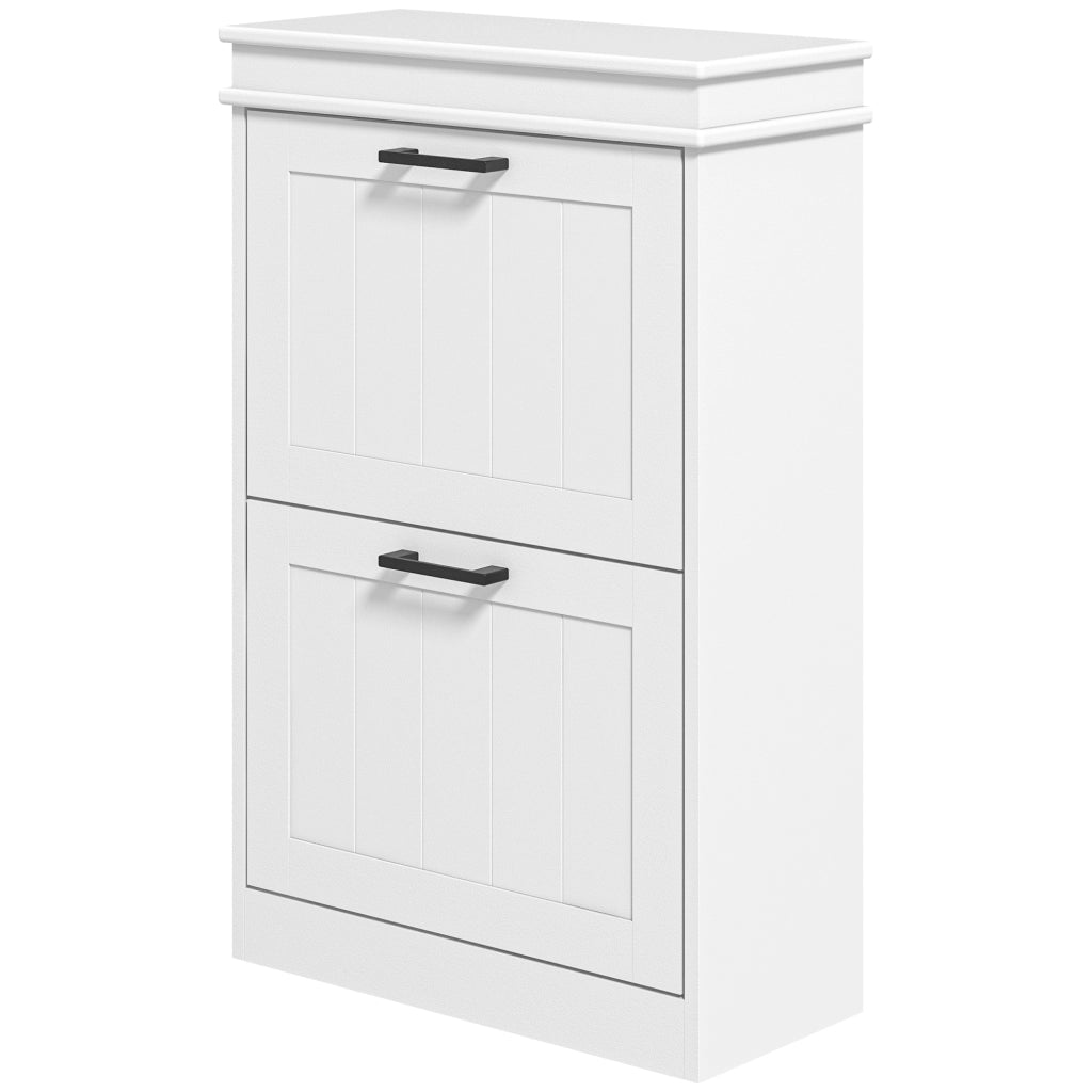 Scarpiera con 2 Cassetti e Ripiani Aggiustabili ¨C zephmum ¨C Bianco 80x30x80 cm