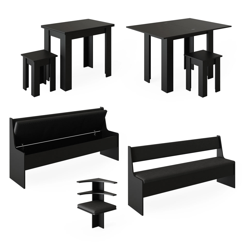 Vicco Gruppo panca ad angolo Nero 210 x 41.5 cm con tavolo