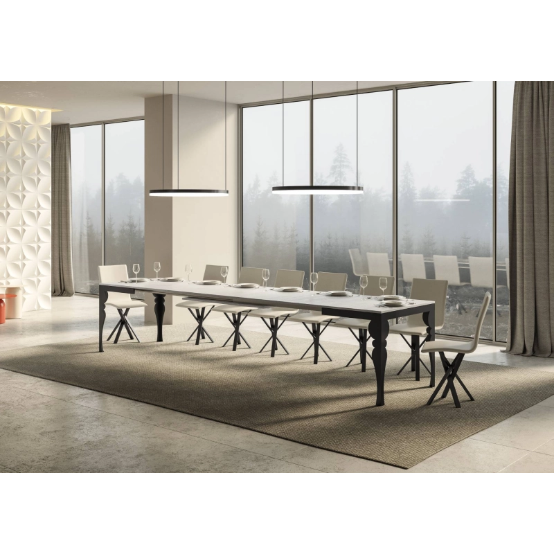 Tavolo allungabile 90x120/380 cm Paxon Evolution telaio Antracite - Bianco Frassino