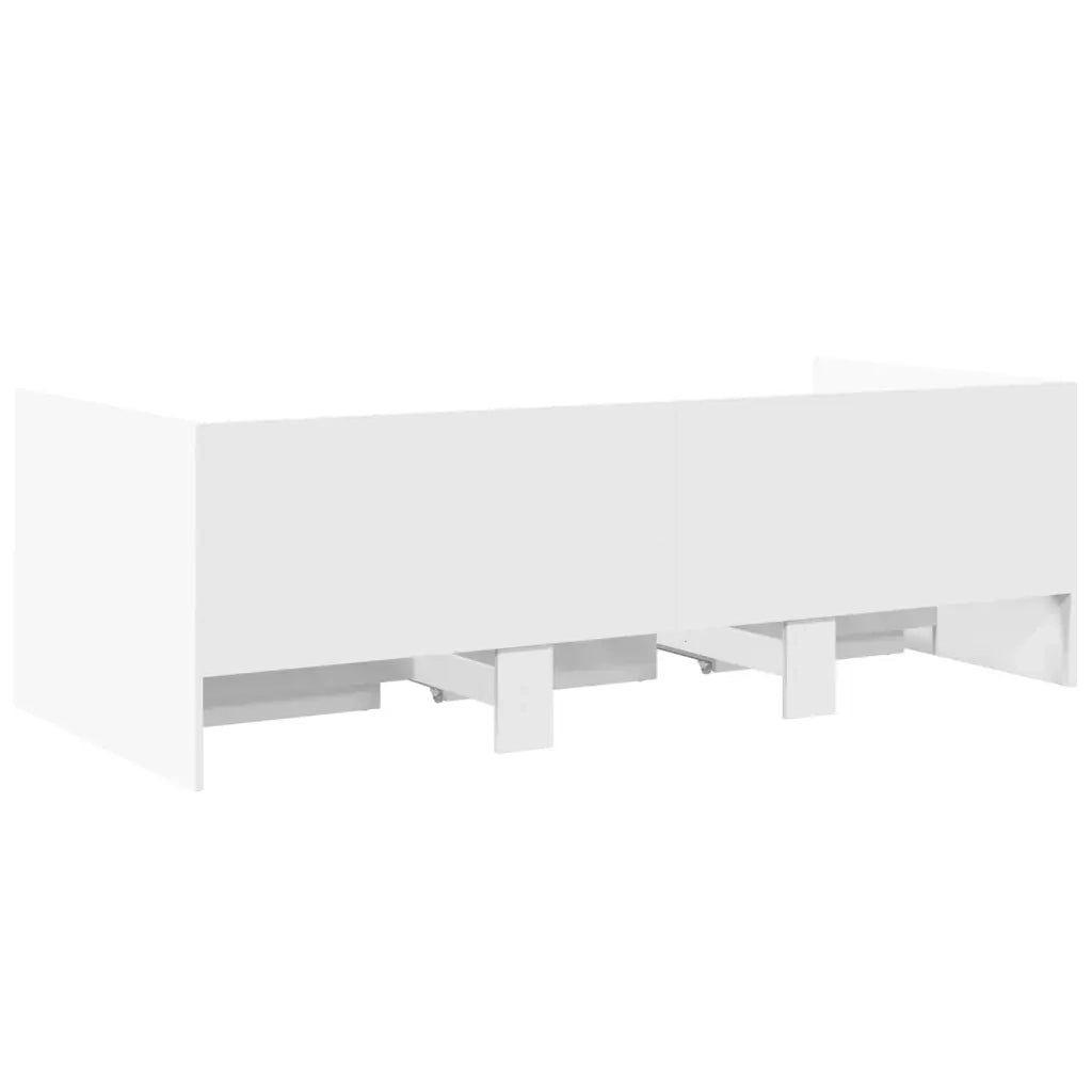 Divano Letto con Cassetti senza Materasso Bianco 90x200 cm