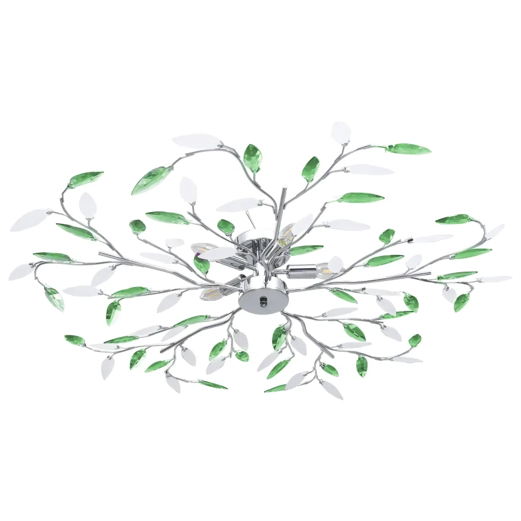 Lampadario Foglie e Bracci in Cristallo Acrilico 5 E14 Verdecod mxl 102277