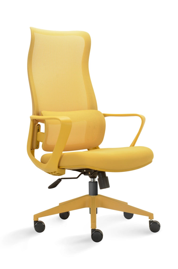 Sedia studio Hispanohogar altezza regolabile in tessuto giallo