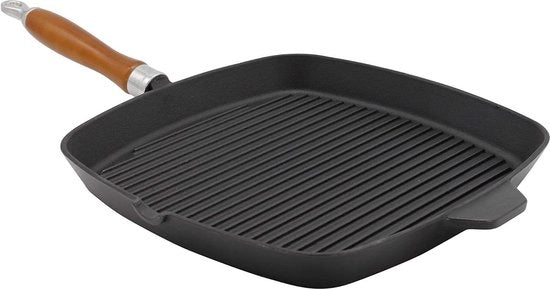 Padella Rustica a Groso Grano 28 X 28 Cm Nero - Per Piani di Cottura in Ottone