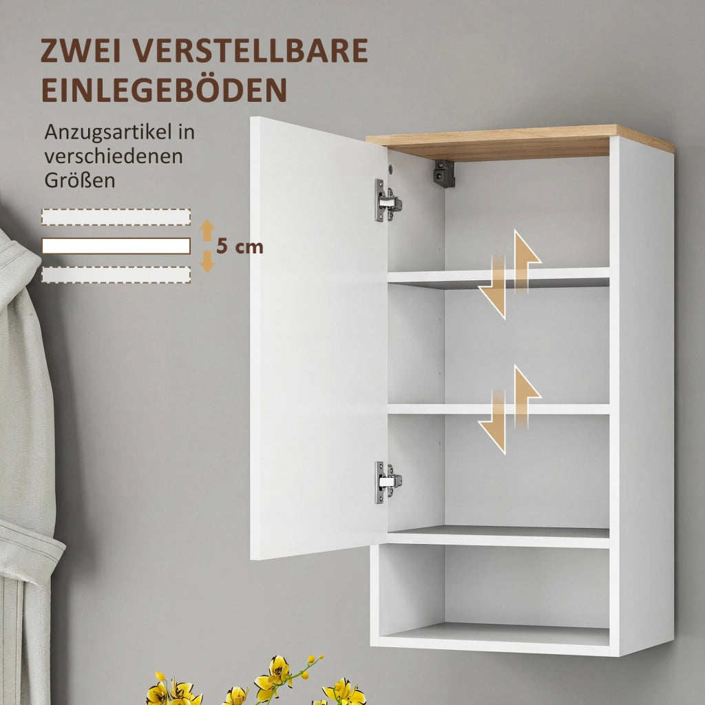 Armadietto da Bagno a Parete con Ripiani Regolabili ¨C zephmum ¨C Legno Bianco 60x30x30 cm