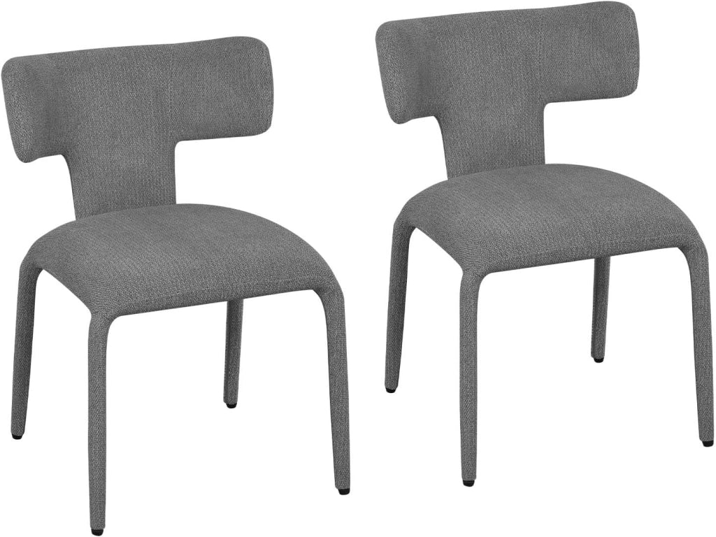 Set di 6 Sedie da Pranzo, Sedie Cucina con Schienale Curvo, Struttura Metallica, Rivestimento in Lino Colorato, per Sala da Pranzo, Soggiorno, Cucina,Blu Nebbioso