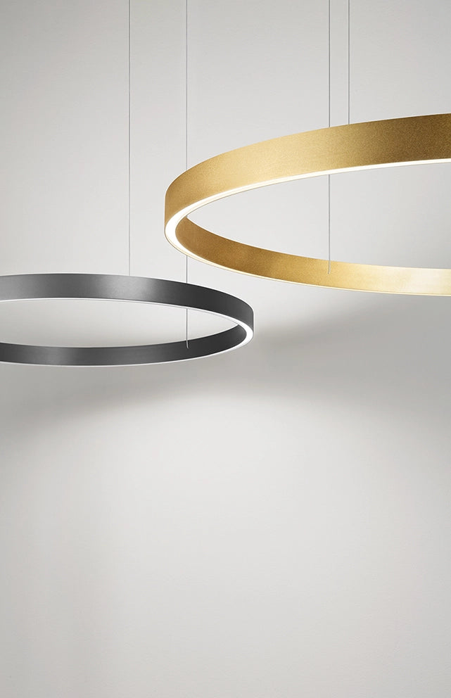 Lampada a Sospensione LED Serie 8284, Struttura in Metallo e Alluminio, Design Moderno Grigio Metalizzato, 87W Dimmerabile, Diametro 100cm - Perenz