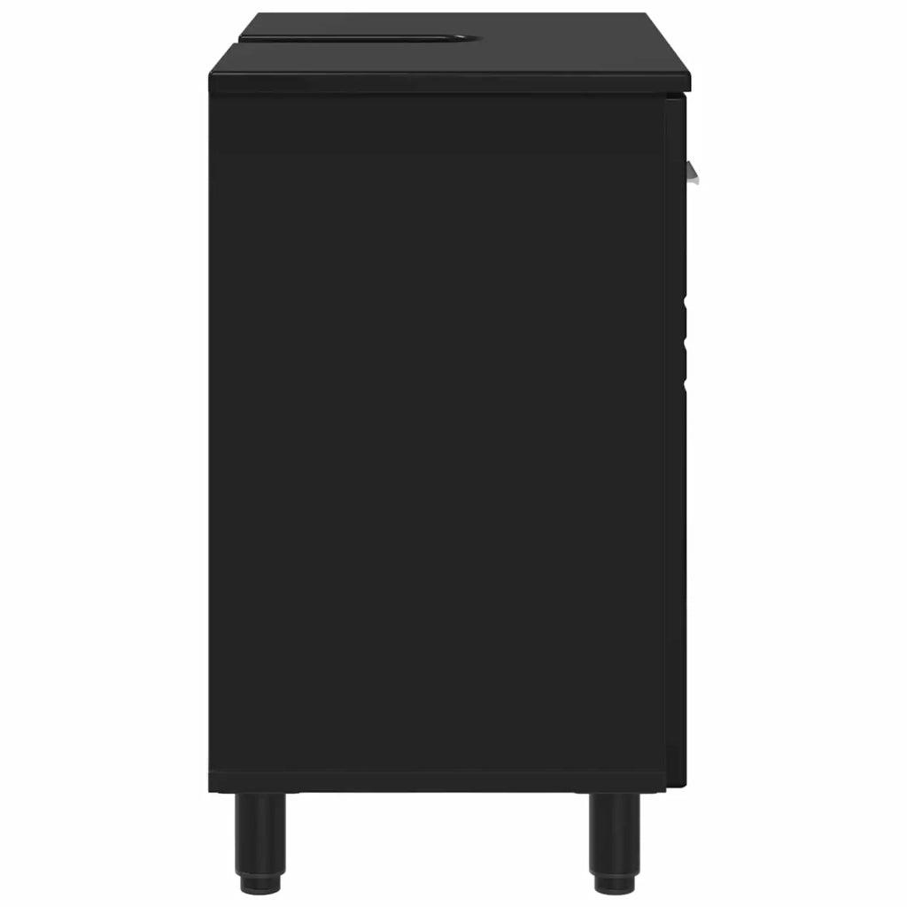 Mobiletto da bagno Nero 60 x 35 x 60 cm Legno ingegnerizzato
