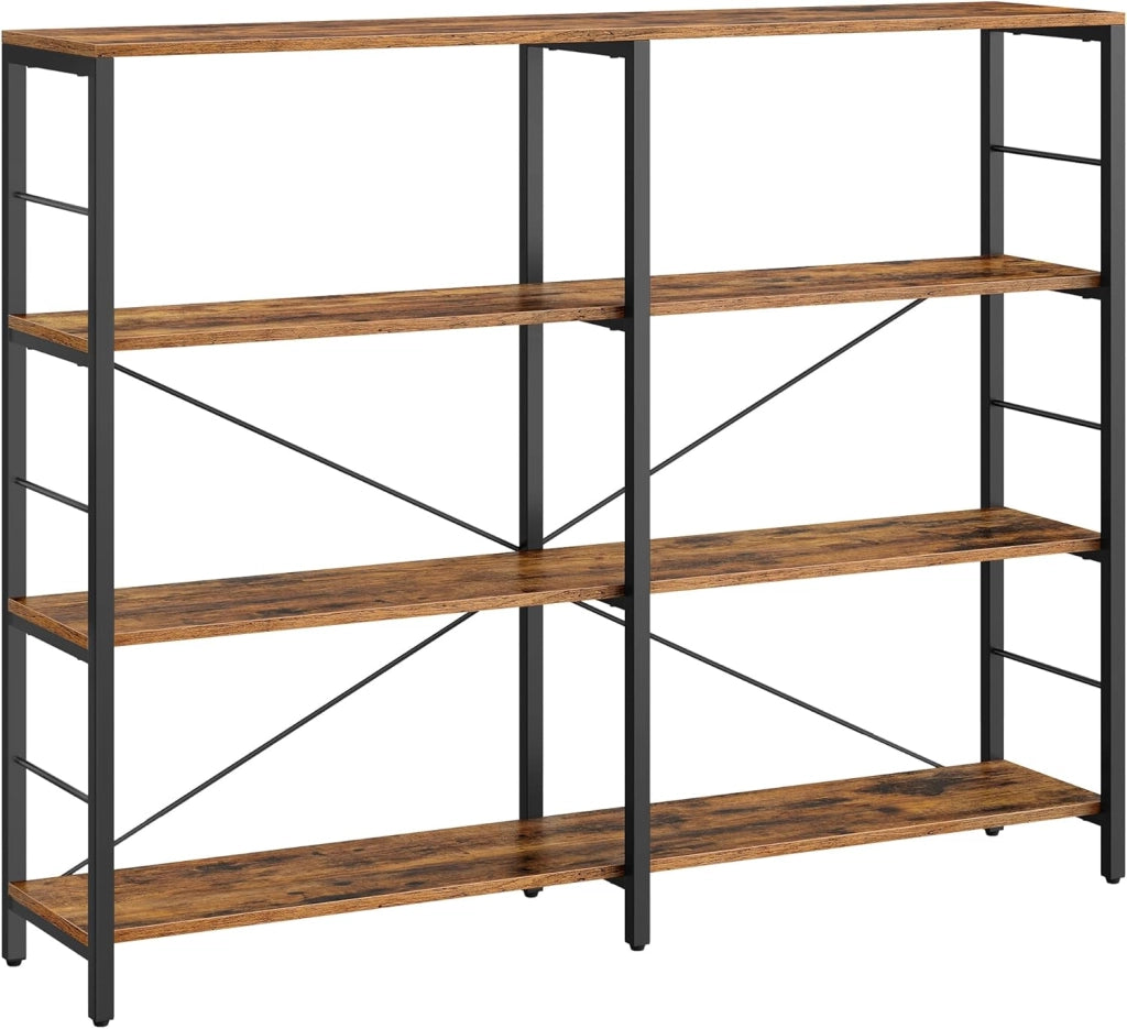VASAGLE Libreria a 6 livelli, Scaffale Portaoggetti, 30 x 120 x 172,5 cm, Stile Industriale, per Soggiorno, Studio, Balcone, Cucina, Marrone Vintage e Nero LLS114B01