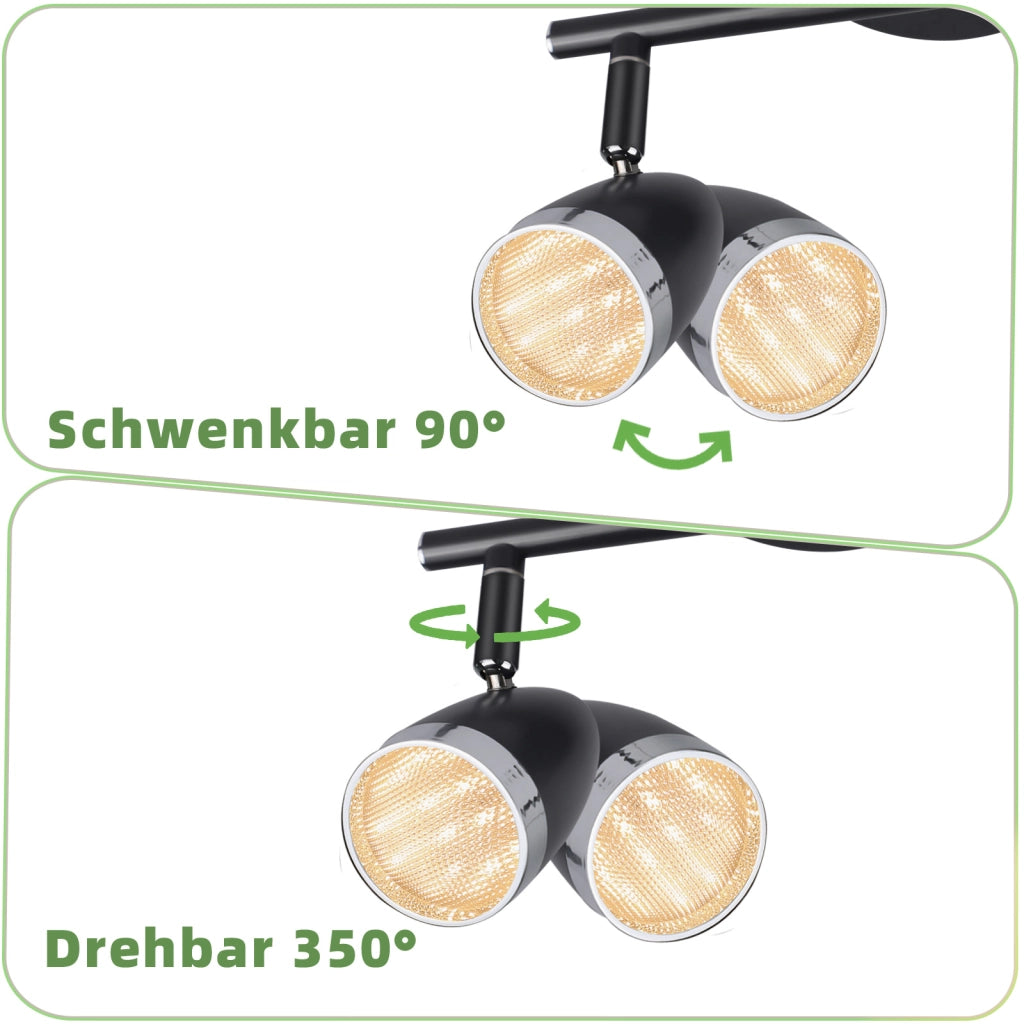 ZMH Faretto da soffitto a 2 luci 6W orientabile a 350° Lampada da soffitto Soggiorno