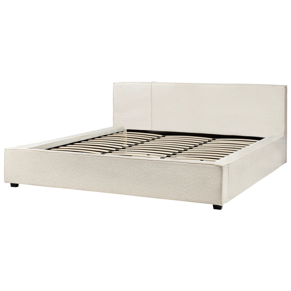 Letto matrimoniale in tessuto bouclé bianco sporco 180 x 200 cm stile moderno