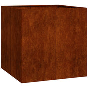Fioriera-Vaso-Contenitore per Piante Arrugginita 80x80x80 cm in Acciaio Corten