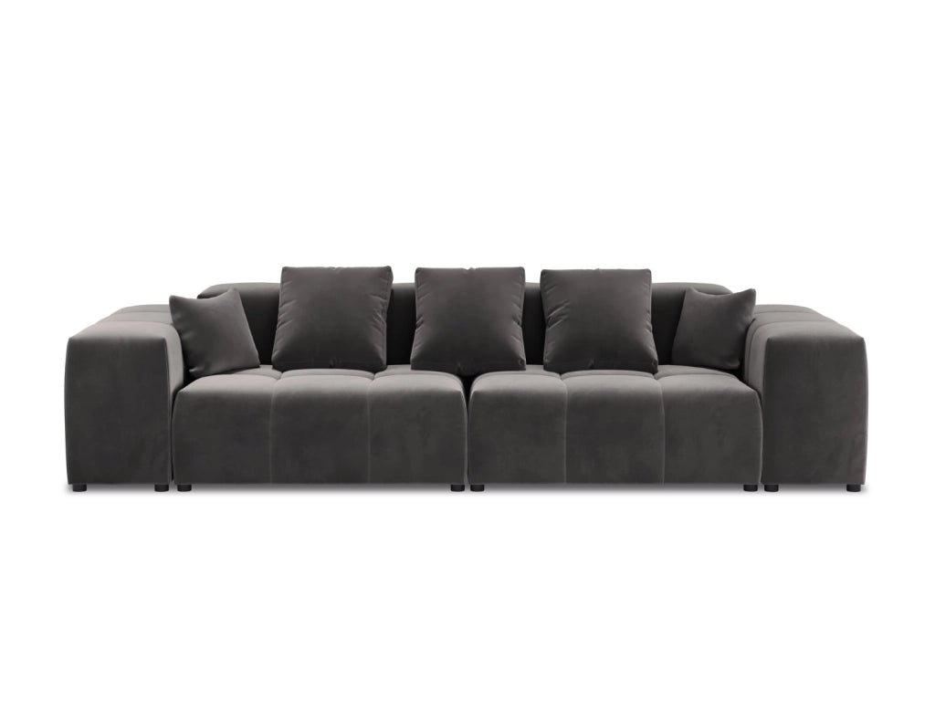 Cosmopolitan Design - Divano modulare "Rome" 3 posti in velluto grigio scuro 