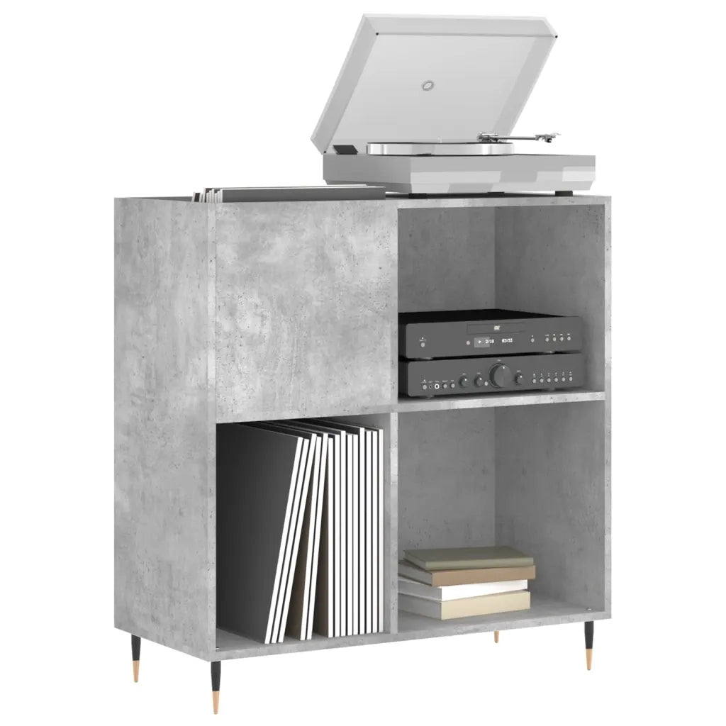 Mobile Porta Dischi Grigio Cemento 84,5x38x89 Legno Multistrato 831768