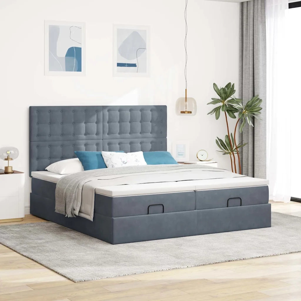 Struttura Letto Pouf con Materassi 180x200 cm Velluto 3313809