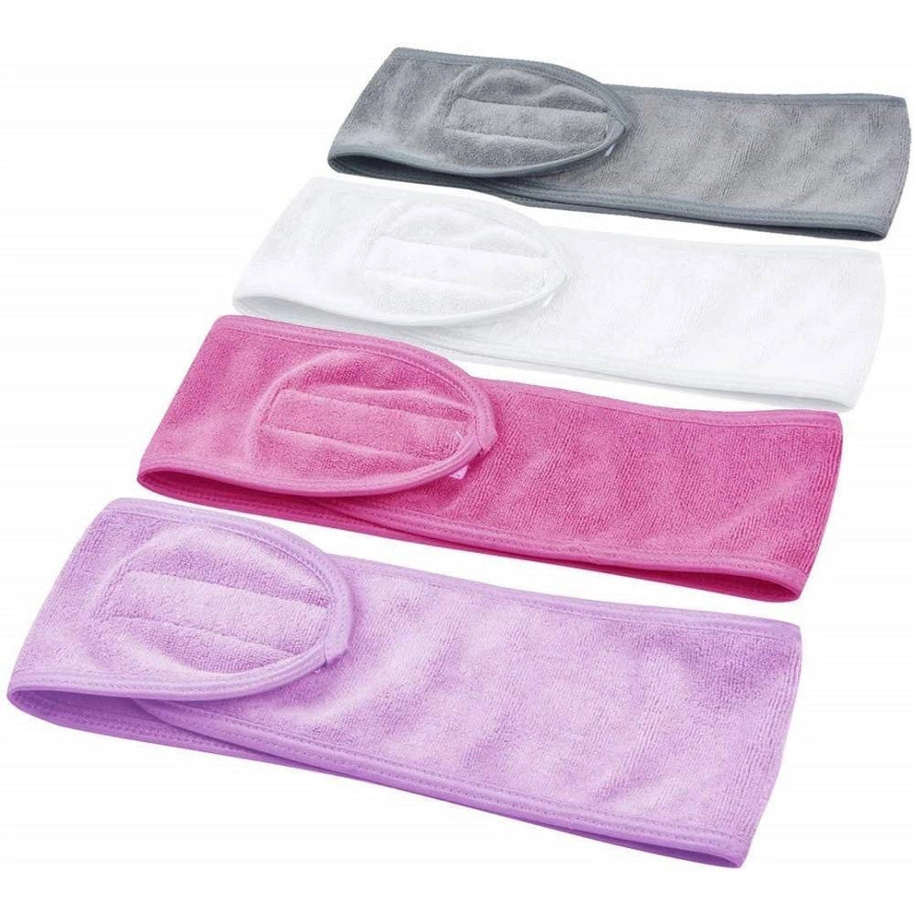 Trade Shop - Set 2pz Fascia Spugna Fermacapelli Fasce Tessuto Doccia Strappo Velcro Make Up Viso -