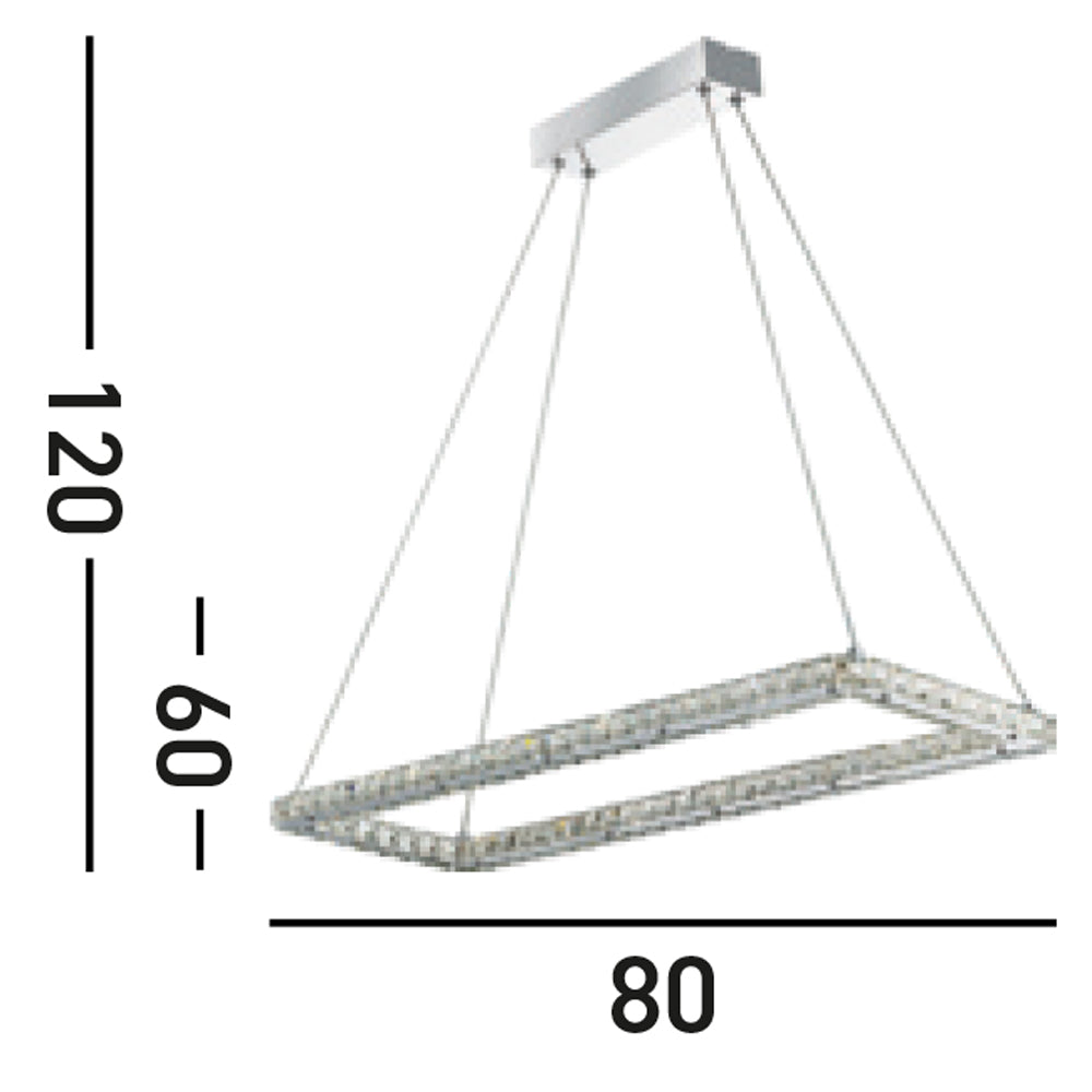 Lampadario Contemporaneo Trifoglio Acciaio Cromo Led 37W 3000K