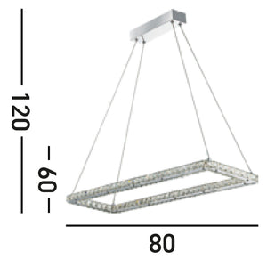 Lampadario Contemporaneo Trifoglio Acciaio Cromo Led 37W 3000K