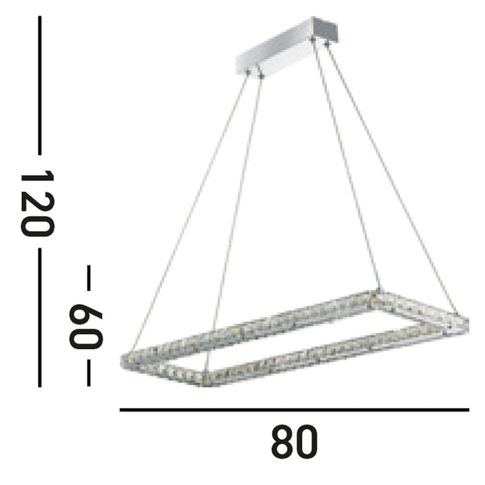 Lampadario Contemporaneo Trifoglio Acciaio Cromo Led 37W 3000K