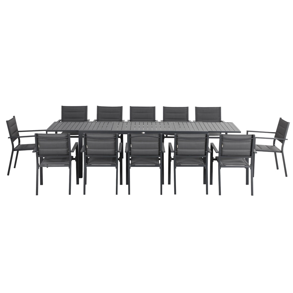 Set da giardino con tavolo allungabile e sedie ¨C zephmum ¨C grigio