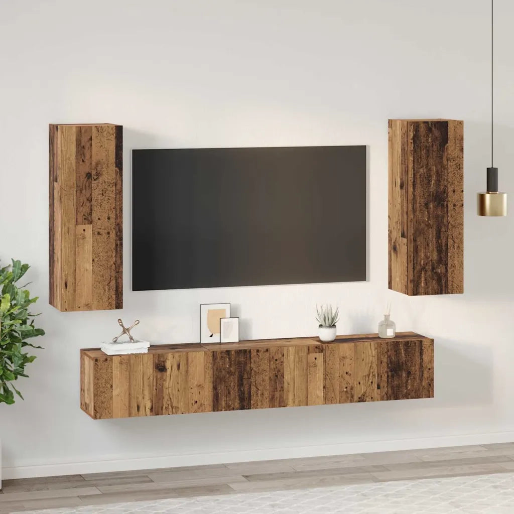 vidaXL Set mobile TV 4 pcs Legno vecchio 30.5 x 30 x 90 cm