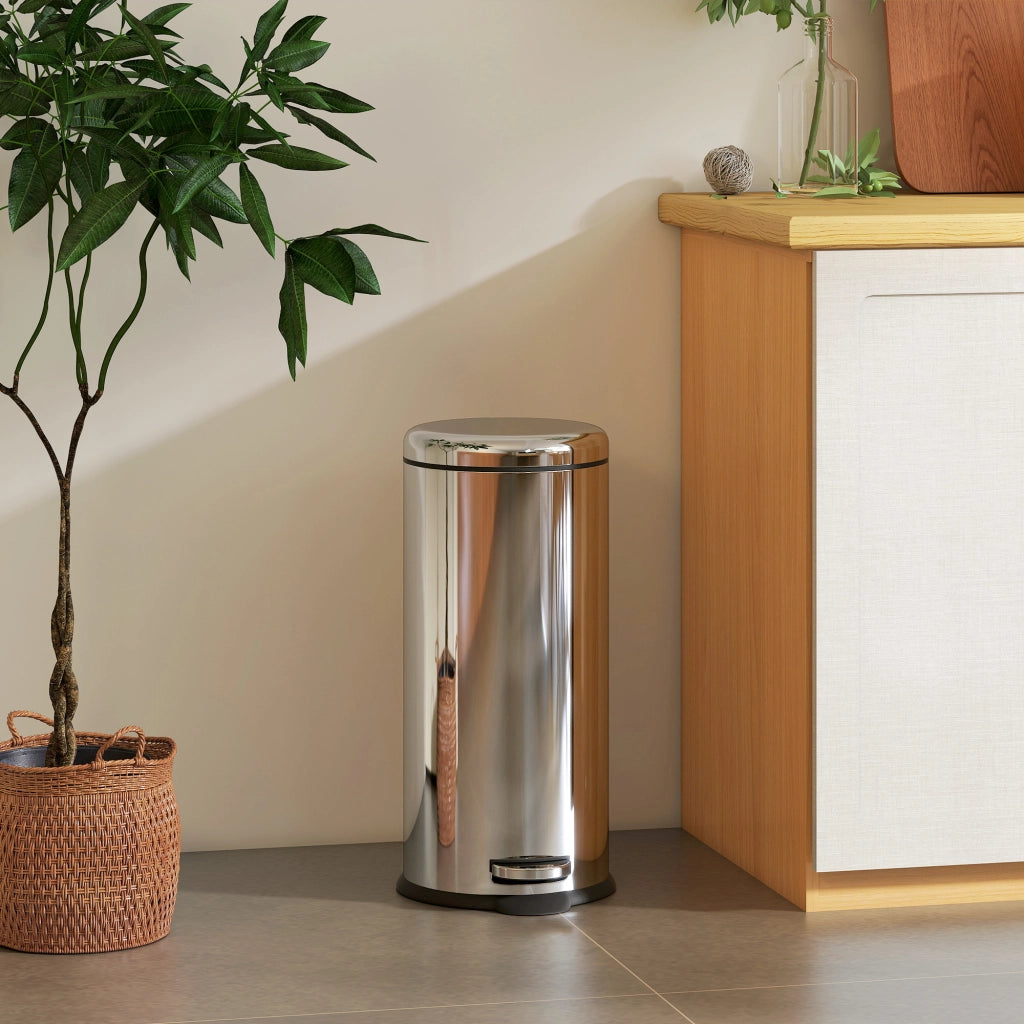 Cestino Pedale ¨C zephmum ¨C Acciaio Inox 30L 29.2x62.9 cm Argento