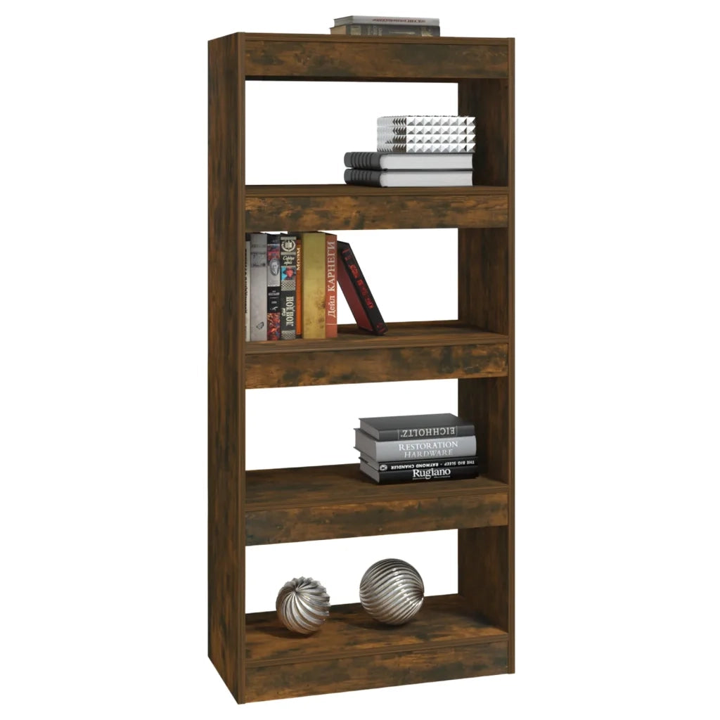 Libreria Divisorio-Scaffale per Libri-Mobile di Stoccaggio Rovere Fumo 60x30x135 cm Legno Multistrato