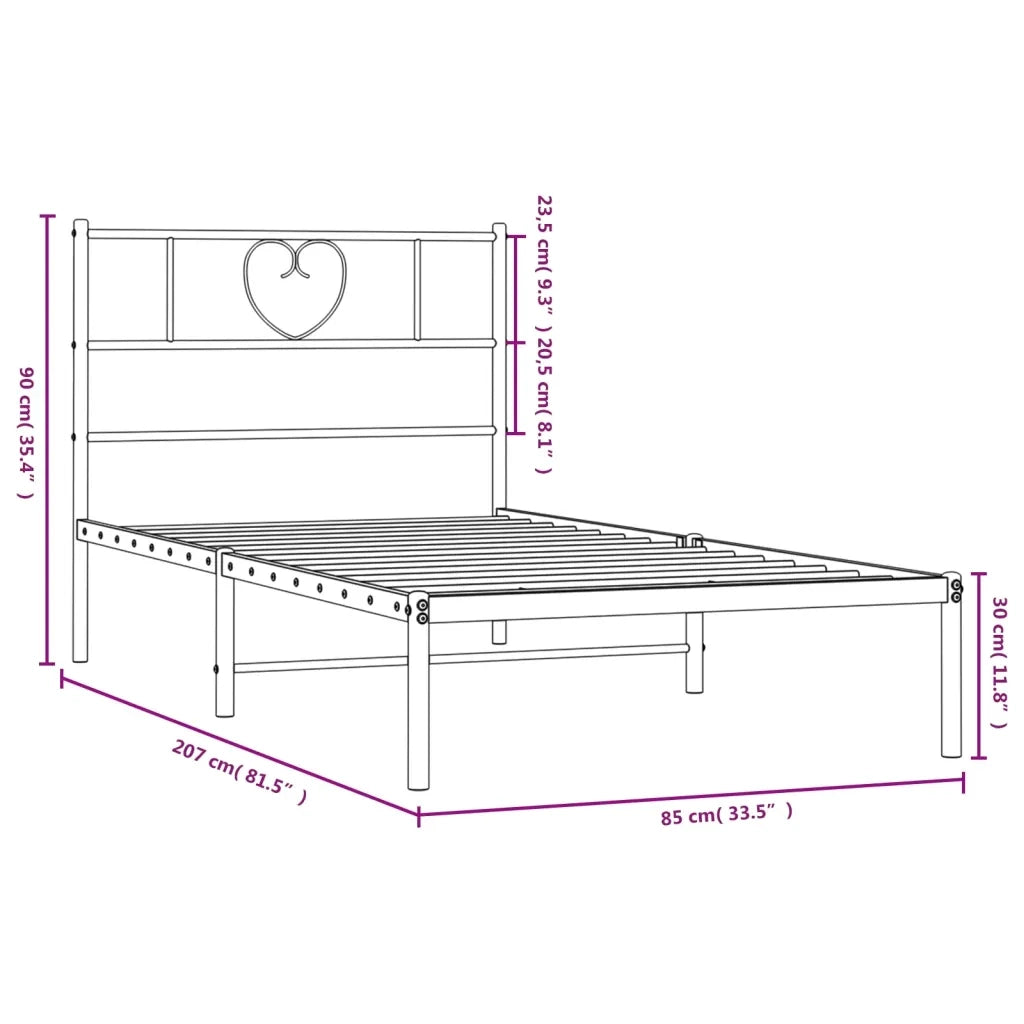 Giroletto con Testiera-Struttura Letto con testiera Metallo Bianco 80x200 cm 573820