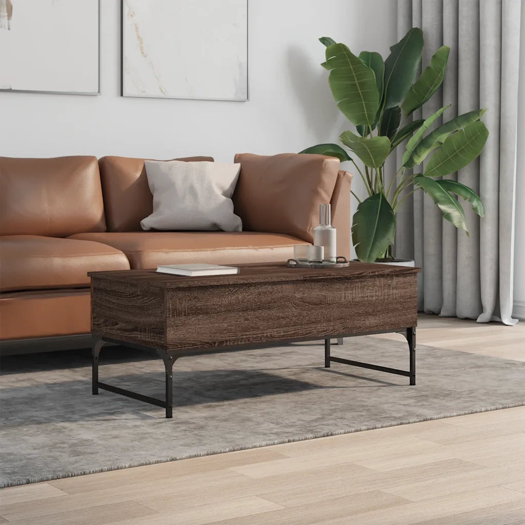 Tavolino salotto | Tavolino da caff¨¨ | Tavolino da Soggiorno Rovere Marrone 100x50x40cm Multistrato Metallo