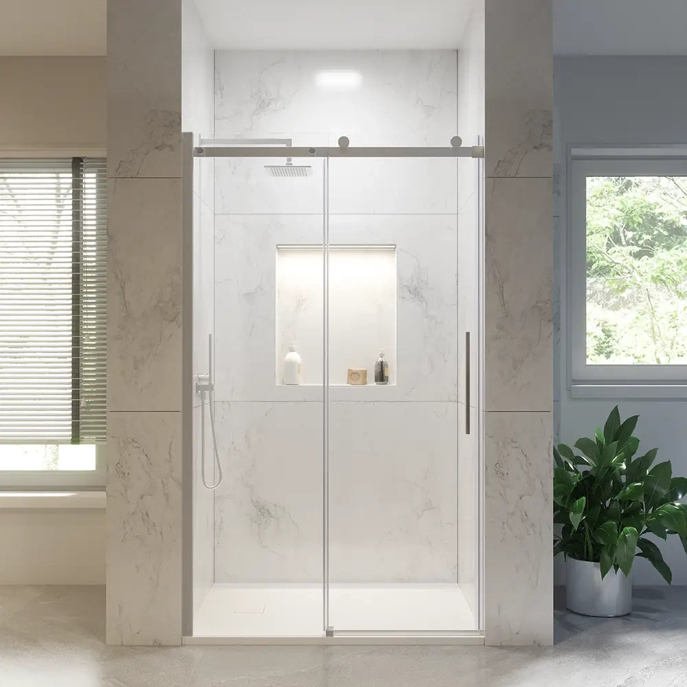 Porta doccia 150cm apertura scorrevole profili cromo vetro 8mm h195 | Creta