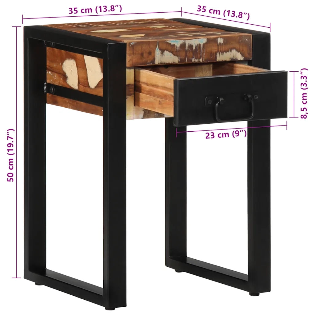 Tavolino Multicolore 35x35x50 cm in Legno Massello Recupero 4015944