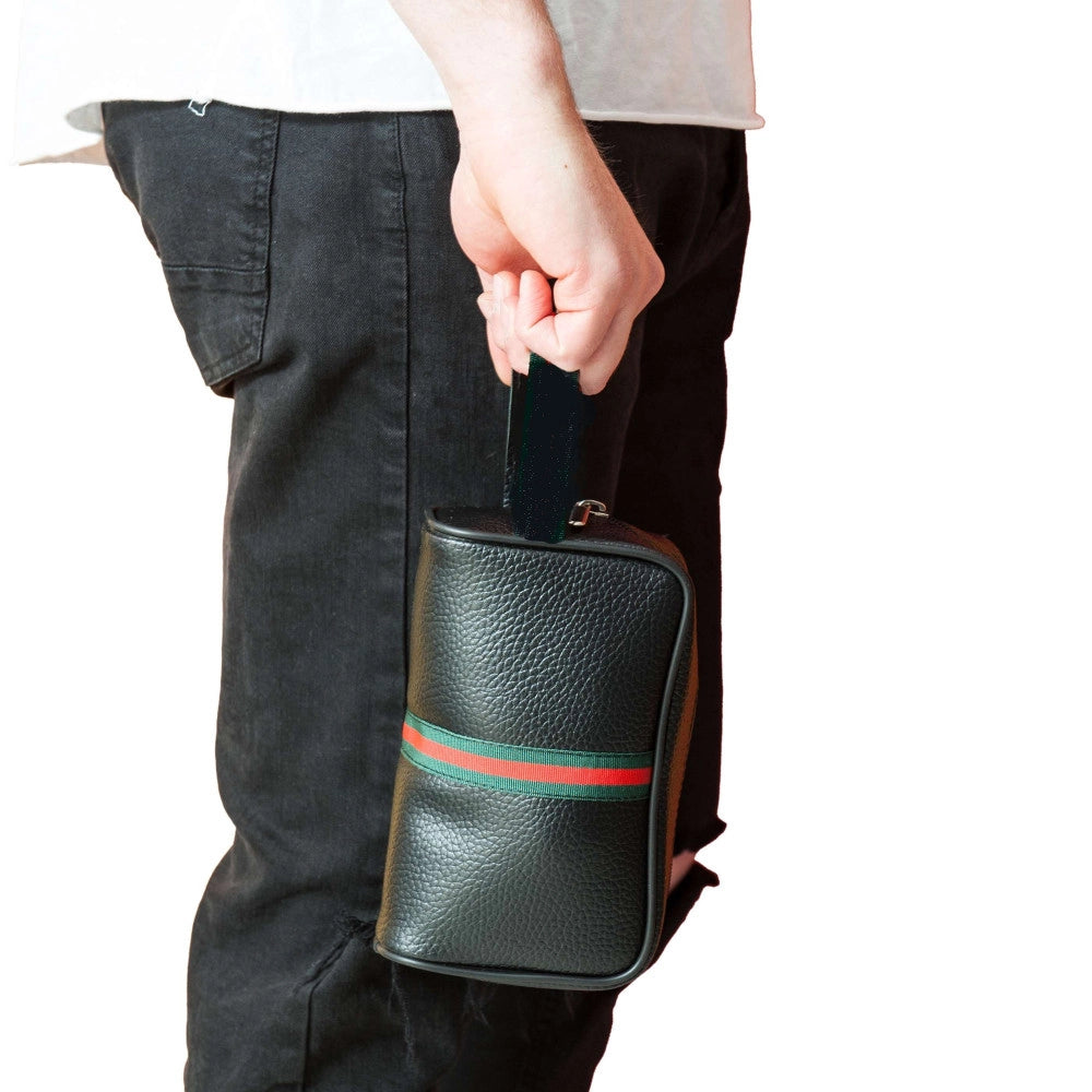 Trade Shop - Pochette Uomo Nero Borsello Beautycase Borsa Eco Pelle Porta Documenti Oggetti -