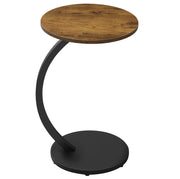 Tavolino laterale rotondo a C 40 cm nero vintage in MDF e metallo per divano