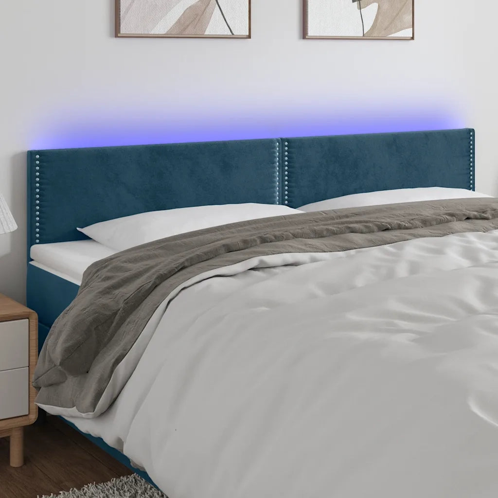 Testiera a LED Blu scuro 160x5x78/88 cm in Tessuto 3121530