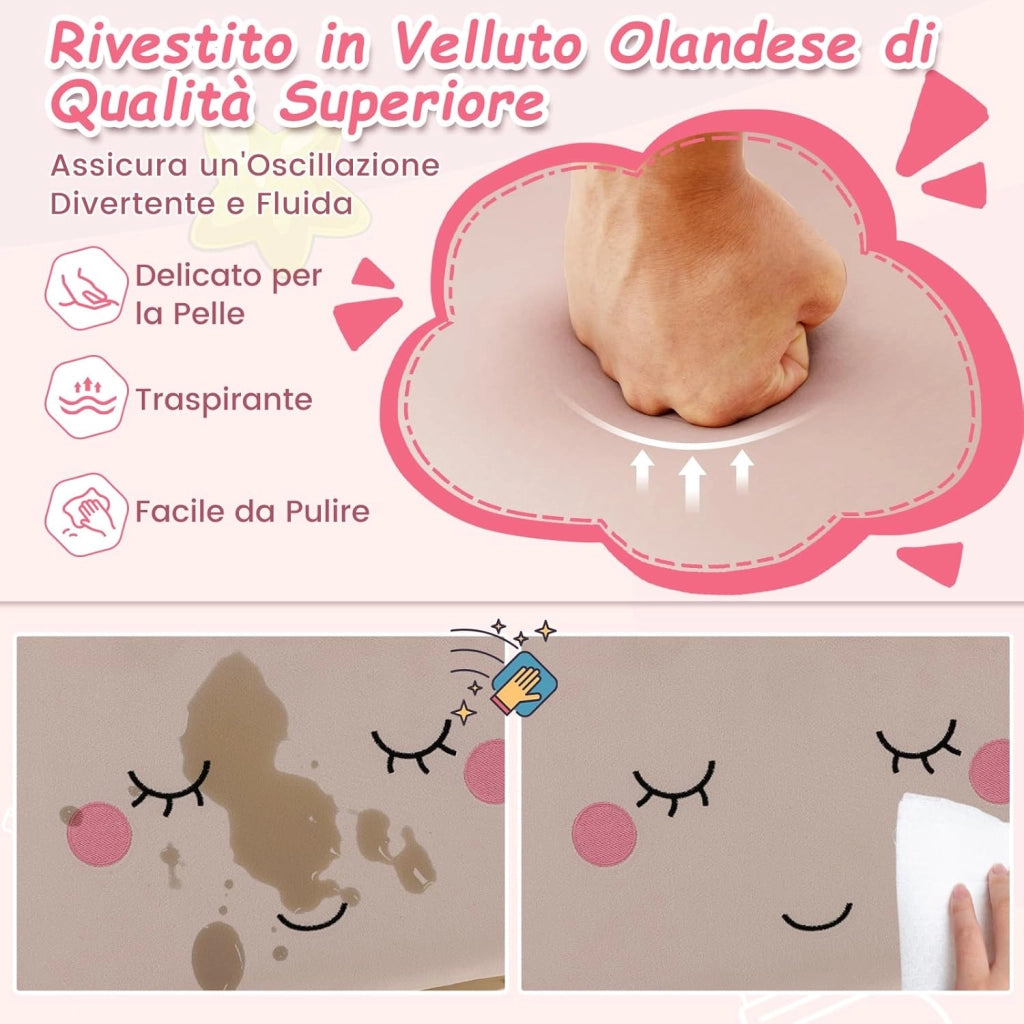Sedia a Dondolo per Bambini 1-5 Anni, Poltrona Imbottita per Bambini con Gambe in Legno Massello e Piedini Antiscivolo, per Sala Giochi, Camera da Letto e Asilo