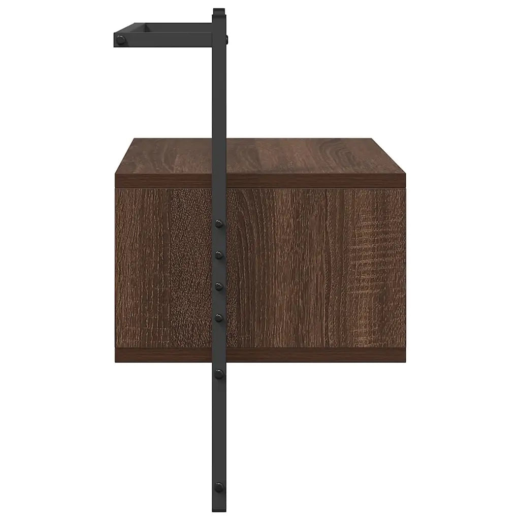 Set di 2 Comodini | Armadio da Notte | Mobiletto da notte a Muro Rovere Marrone 35x30x51cm Legno Multistrato