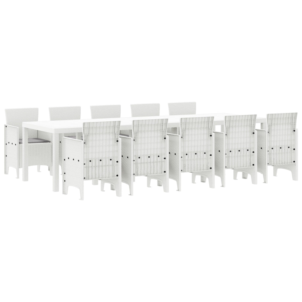Set da pranzo da giardino  da 11 pezzi con cuscini Bianco Polyrattan