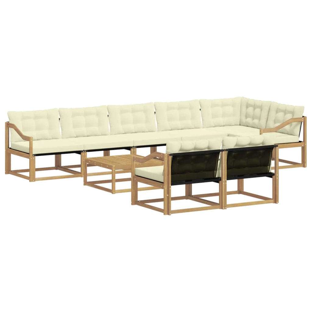 Set di divani da esterno 9 pcs Bianco e Crema 79 x 79 x 37 cm