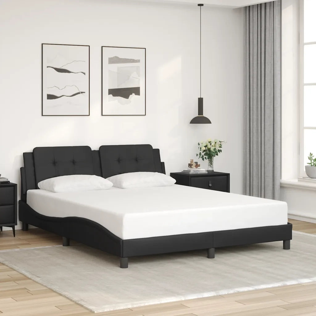 Giroletto senza Materasso-Struttura Letto Zadar Nero 160x200 cm in Similpelle