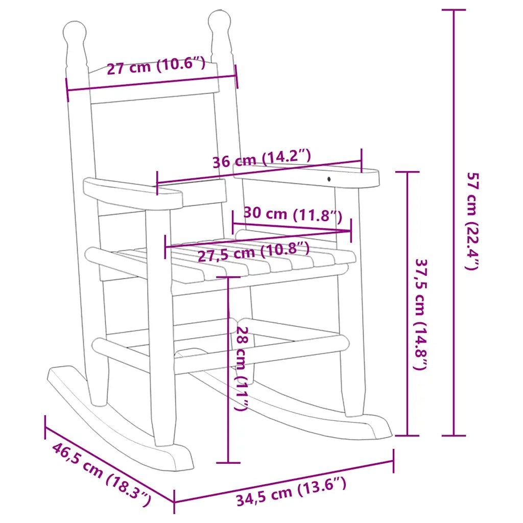 Sedia a Dondolo per Bambini Bianca in Legno Massello di Pioppo CFW7197136