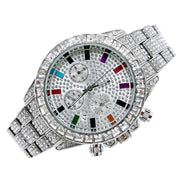 Trade Shop - Orologio Polso Uomo Donna Quarzo Acciaio Data Diamond Strass Brillantini Silver -