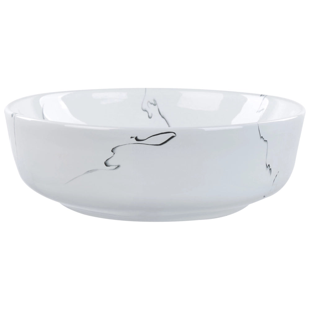 Lavabo da appoggio in ceramica bianca effetto marmo ⌀ 42 cm Lavabo da bagno rettangolare stile Glam