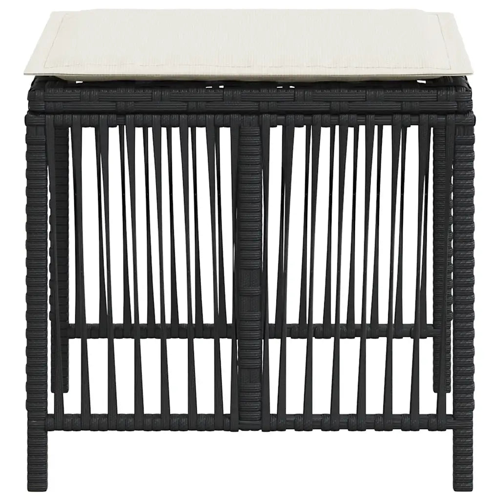 vidaXL Sgabelli da Giardino con Cuscini 4pz Neri 41x41x36cm Polyrattan
