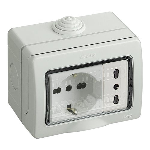 Kit presa bipasso+schuko IP55