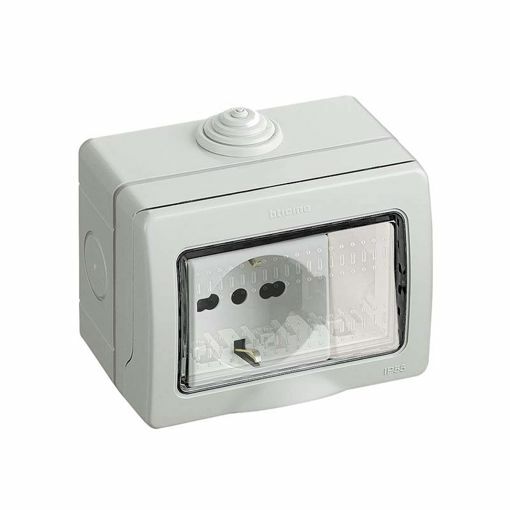 Kit presa Schuko+bipasso IP55