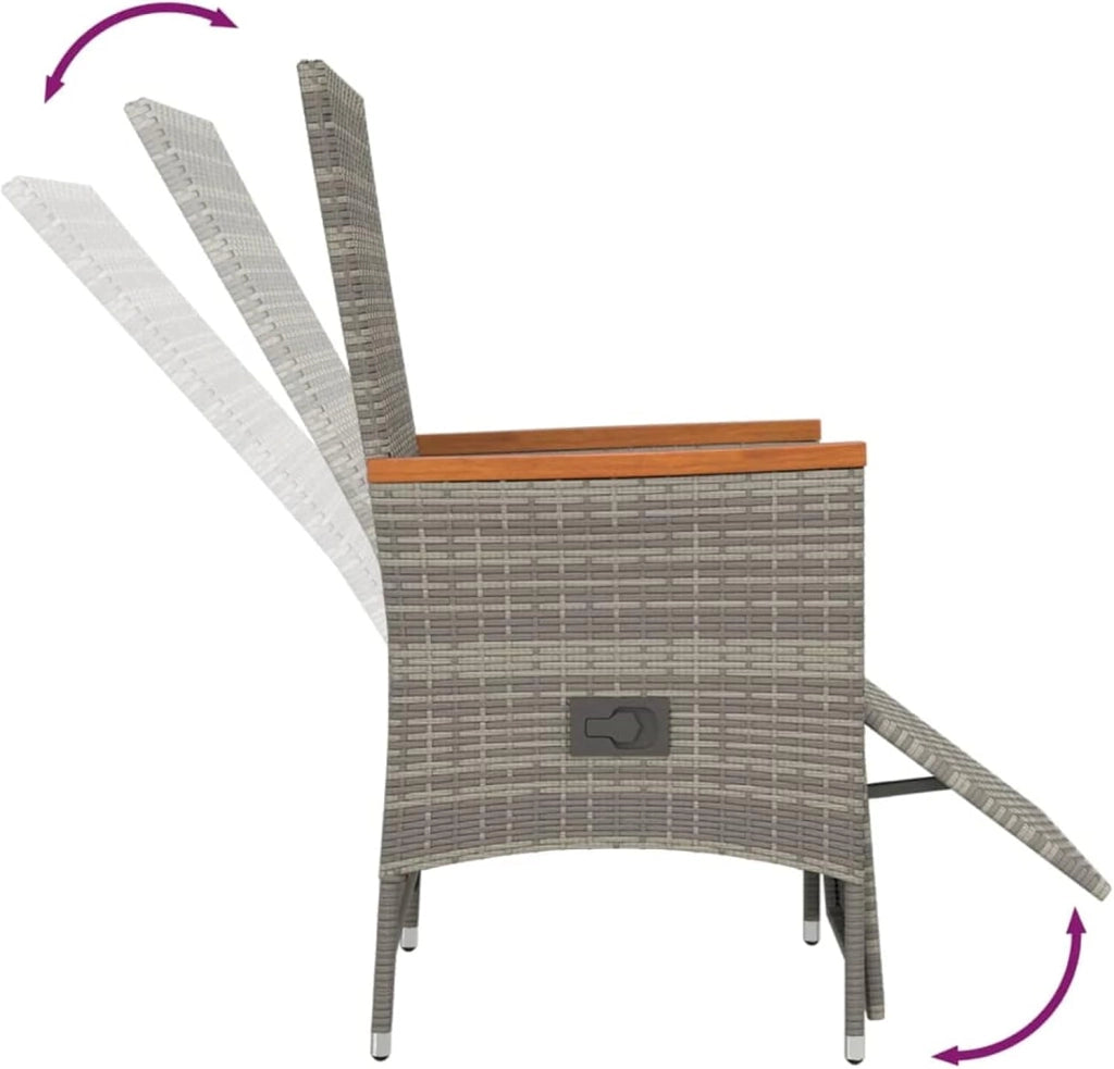 3157557 - Set da pranzo da giardino, 5 pezzi, con cuscini in rattan sintetico, grigio, tavolo da giardino e sedie, set da giardino